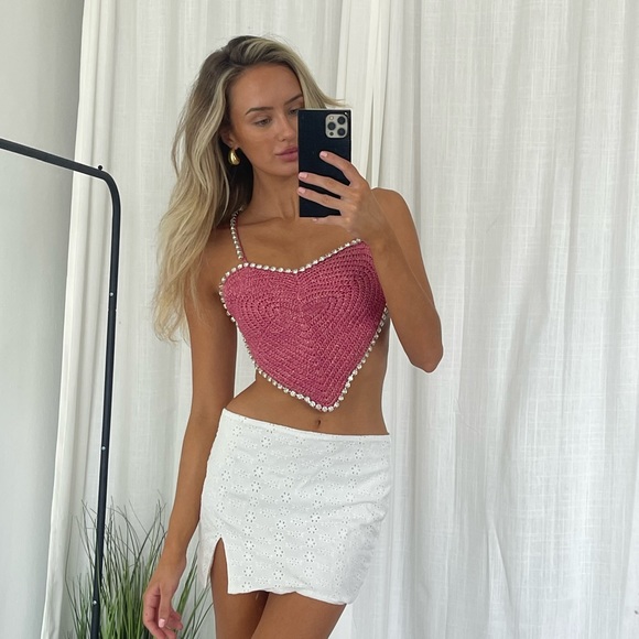 Tops - Crochet heart top sparkle open back